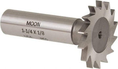 Made in USA - 1-1/4" Diam x 1/8" Face Width, High Speed Steel, 18 Teeth, Shank Connection Woodruff Keyseat Cutter - Uncoated, 2-3/16" OAL x 1/2" Shank, Straight Teeth - All Tool & Supply