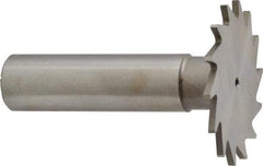 Made in USA - 1-3/8" Diam x 1/16" Face Width, High Speed Steel, 18 Teeth, Shank Connection Woodruff Keyseat Cutter - Uncoated, 2-1/4" OAL x 1/2" Shank, Straight Teeth - All Tool & Supply