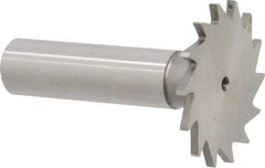 Made in USA - 1-3/8" Diam x 5/64" Face Width, High Speed Steel, 18 Teeth, Shank Connection Woodruff Keyseat Cutter - Uncoated, 2-1/4" OAL x 1/2" Shank, Straight Teeth - All Tool & Supply