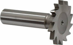 Made in USA - 1-3/8" Diam x 5/32" Face Width, High Speed Steel, 18 Teeth, Shank Connection Woodruff Keyseat Cutter - Uncoated, 2-1/4" OAL x 1/2" Shank, Straight Teeth - All Tool & Supply