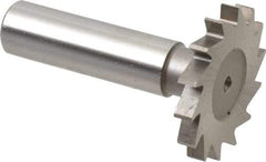 Made in USA - 1-3/8" Diam x 11/64" Face Width, High Speed Steel, 18 Teeth, Shank Connection Woodruff Keyseat Cutter - Uncoated, 2-1/4" OAL x 1/2" Shank, Straight Teeth - All Tool & Supply