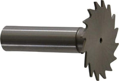 Made in USA - 1-1/2" Diam x 3/64" Face Width, High Speed Steel, 20 Teeth, Shank Connection Woodruff Keyseat Cutter - Uncoated, 2-1/4" OAL x 1/2" Shank, Straight Teeth - All Tool & Supply