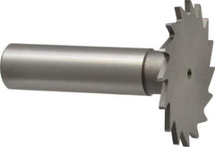 Made in USA - 1-1/2" Diam x 1/16" Face Width, High Speed Steel, 20 Teeth, Shank Connection Woodruff Keyseat Cutter - Uncoated, 2-1/4" OAL x 1/2" Shank, Straight Teeth - All Tool & Supply