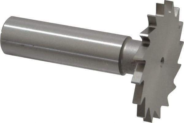 Made in USA - 1-1/2" Diam x 7/64" Face Width, High Speed Steel, 20 Teeth, Shank Connection Woodruff Keyseat Cutter - Uncoated, 2-1/4" OAL x 1/2" Shank, Straight Teeth - All Tool & Supply