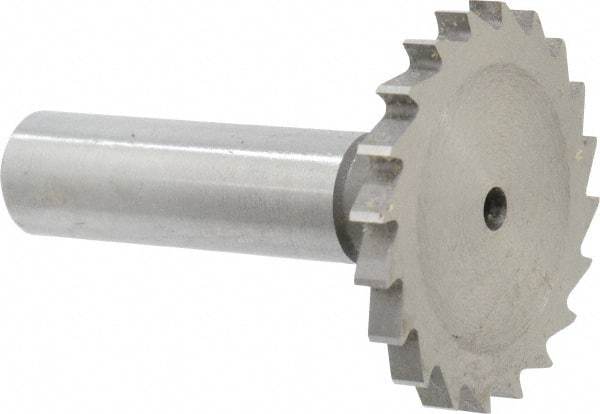 Made in USA - 1-1/2" Diam x 9/64" Face Width, High Speed Steel, 20 Teeth, Shank Connection Woodruff Keyseat Cutter - Uncoated, 2-1/4" OAL x 1/2" Shank, Straight Teeth - All Tool & Supply