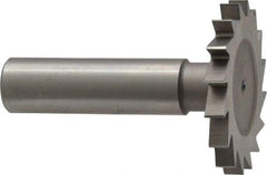 Made in USA - 1-1/2" Diam x 11/64" Face Width, High Speed Steel, 20 Teeth, Shank Connection Woodruff Keyseat Cutter - Uncoated, 2-1/4" OAL x 1/2" Shank, Straight Teeth - All Tool & Supply