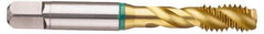 Guhring - M4x0.70 Metric Coarse 3 Flute 6H Bottoming Spiral Flute Tap - Cobalt, TiN Finish, 2.13" OAL, Right Hand Flute, Right Hand Thread, Series 3976 - All Tool & Supply