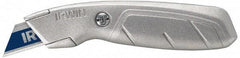 Irwin - Fixed Utility Knife - 2-1/4" Blade, Silver Aluminum Handle, 1 Blade Included - All Tool & Supply