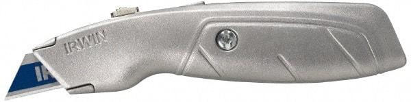 Irwin - Retractable Utility Knife - 2-1/4" Blade, Silver Aluminum Handle, 1 Blade Included - All Tool & Supply