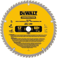 DeWALT - 12" Diam, 1" Arbor Hole Diam, 60 Tooth Wet & Dry Cut Saw Blade - Carbide-Tipped, Fine Finishing Action, Standard Round Arbor - All Tool & Supply