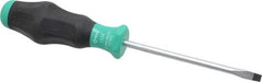 Wera - 198mm OAL Standard Slotted Screwdriver - 100mm Blade Length, Round Shank, Ergonomic Handle - All Tool & Supply