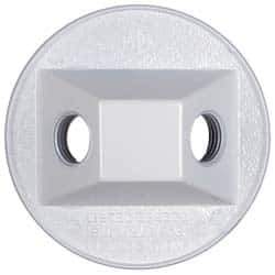 Cooper Crouse-Hinds - 2 Outlet, 1/2" Hole Diam, Powder Coat Finish, Round Noncorrosive Weatherproof Box Cover - 4-1/2" Wide x 9/16" High, Wet Locations, Aluminum, UL Listed - All Tool & Supply