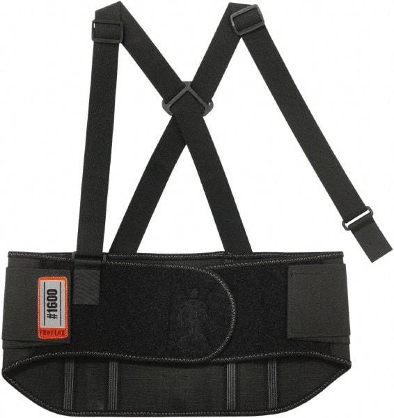 Ergodyne - Size S, Elastic Belt with Adjustable Shoulder Straps - 25 to 30" Waist, 9" Wide, Detachable Strap, Black - All Tool & Supply