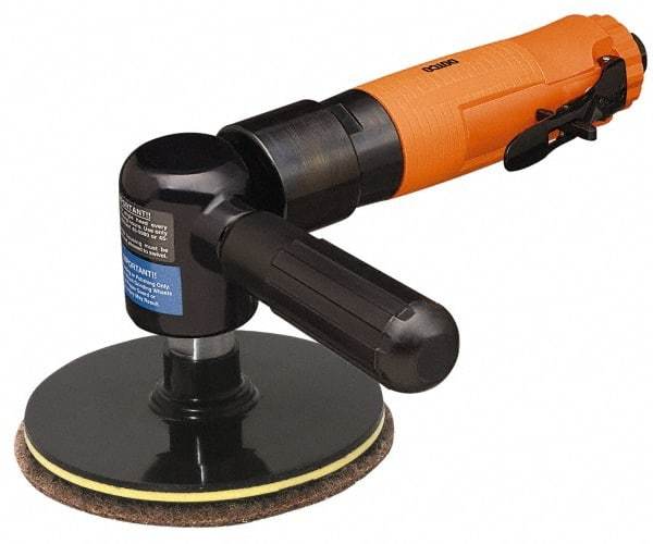 Cleco - 5" Pad Diam, 9,000 RPM, 0.6 hp, Handheld Pneumatic Buffer - 30 CFM, 5/8-11" Spindle Thread, 1/4" Inlet - All Tool & Supply