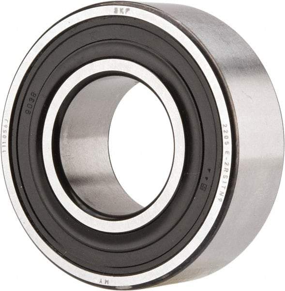 SKF - 25mm Bore Diam, 52mm OD, Double Seal Self Aligning Radial Ball Bearing - 18mm Wide, 2 Rows, Round Bore, 989 Lb Static Capacity, 3,780 Lb Dynamic Capacity - All Tool & Supply