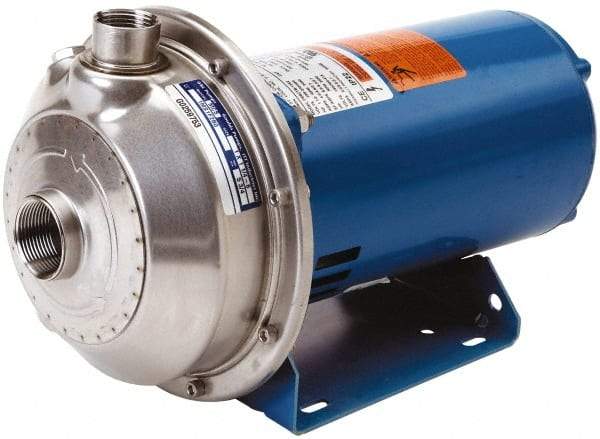 Goulds Pumps - TEFC Motor, 208-230/460 Volt, 9.8/4.9 Amp, 3 Phase, 3 HP, 3500 RPM, 316L Stainless Steel Straight Pump - 1-1/4 Inch Inlet, 1 Inch Outlet, 67 Max Head psi, 316L Stainless Steel Impeller, Carbon Ceramic Buna Seal, 155 Ft. Shut Off - All Tool & Supply