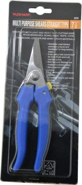 Value Collection - 3" LOC, 7-1/2" OAL Light Duty Shears - Ambidextrous, Plastic Straight Handle, For General Purpose Use - All Tool & Supply