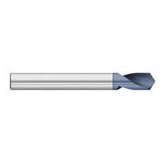 Titan USA - Spotting Drills; Body Diameter (Inch): 3/4 ; Body Diameter (Decimal Inch): 3/4 ; Drill Point Angle: 142 ; Spotting Drill Material: Solid Carbide ; Spotting Drill Finish/Coating: AlTiN ; Overall Length (Inch): 4 - Exact Industrial Supply