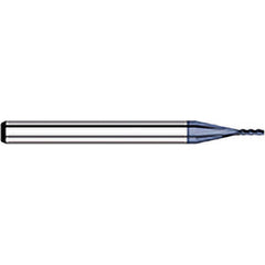 Corner Radius End Mill: 0.1″ Dia, 0.3″ LOC, 1/64″ Radius, 4 Flutes, Solid Carbide 1-1/2″ OAL, 1/8″ Shank Dia, 30 ° Helix, AlTiN Coated, Corner Radius End, Centercutting