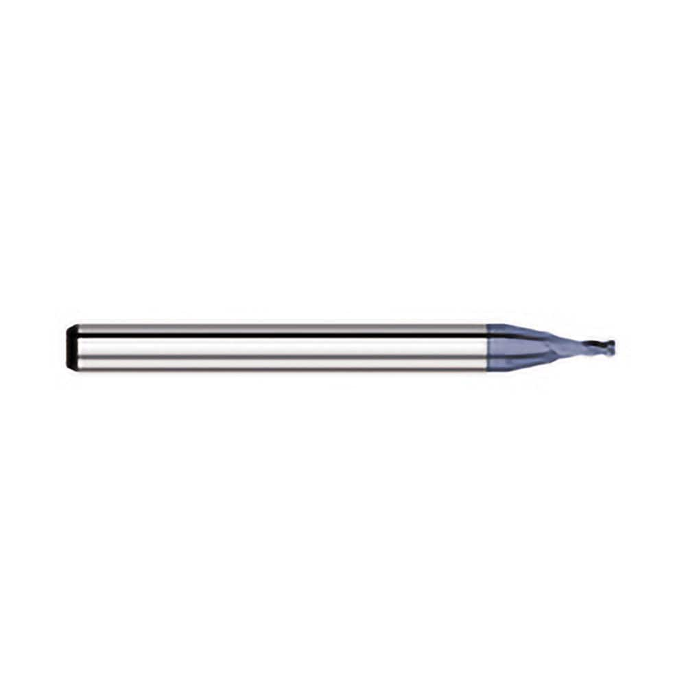 Corner Radius End Mill: 0.09″ Dia, 0.135″ LOC, 1/64″ Radius, 4 Flutes, Solid Carbide 1-1/2″ OAL, 1/8″ Shank Dia, 30 ° Helix, AlTiN Coated, Corner Radius End, Centercutting