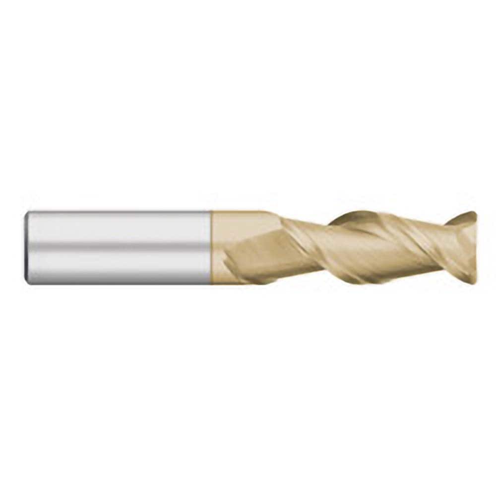 Corner Radius End Mill: 3/16″ Dia, 5/8″ LOC, 0.01″ Radius, 2 Flutes, Solid Carbide 2″ OAL, 3/16″ Shank Dia, 45 ° Helix, ZrN Coated, Corner Radius End, Centercutting