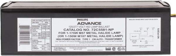 Philips Advance - 175 Watt, CWA Circuit, Metal Halide, High Intensity Discharge Ballast - 120/208/240/277 Volts, 0.9 to 2.0 Amp, 11-3/4 Inch Long x 3-3/16 Inch Wide x 2-5/8 Inch High - All Tool & Supply