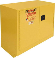 Securall Cabinets - 2 Door, 1 Shelf, Yellow Steel Under the Counter Safety Cabinet for Flammable and Combustible Liquids - 35-9/16" High x 47" Wide x 22" Deep, Manual Closing Door, 3 Point Key Lock, 36 Gal Capacity - All Tool & Supply