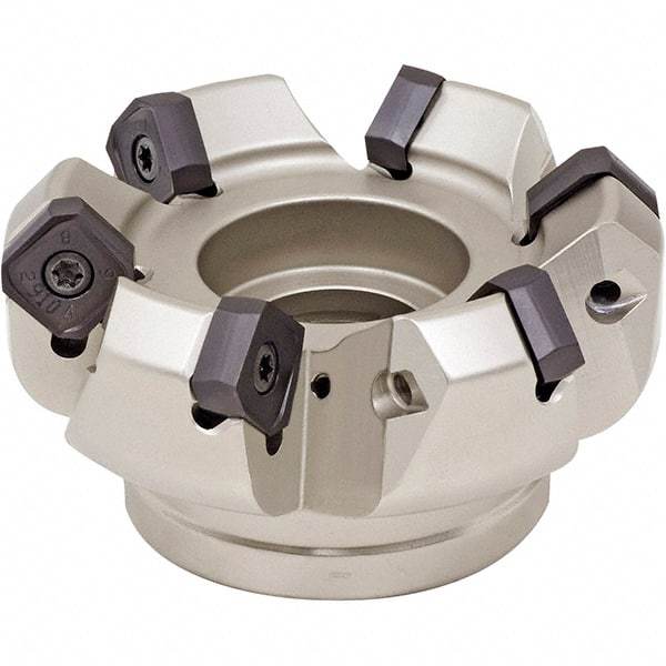 Iscar - 3.127" Cut Diam, 1" Arbor Hole, 0.276" Max Depth of Cut, 45° Indexable Chamfer & Angle Face Mill - 7 Inserts, S845 SX.U 16.. Insert, Right Hand Cut, 7 Flutes, Through Coolant, Series Helido - All Tool & Supply