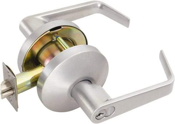 Falcon - Medium Duty Storeroom Lever Lockset - 2-3/4" Back Set, For Best/ Falcon I/C-Core Cylinder, Satin Chrome Finish - All Tool & Supply