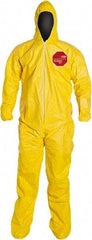 Dupont - Size M PE Film Chemical Resistant Coveralls - Yellow, Zipper Closure, Elastic Cuffs, Open Ankles, Serged Seams - All Tool & Supply