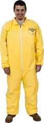 Dupont - Size 2XL PE Film Chemical Resistant Coveralls - Yellow, Zipper Closure, Elastic Cuffs, Elastic Ankles, Serged Seams - All Tool & Supply