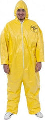 Dupont - Size 4XL PE Film Chemical Resistant Coveralls - Yellow, Zipper Closure, Elastic Cuffs, Elastic Ankles, Serged Seams - All Tool & Supply