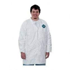 Dupont - Size 3XL White Disposable Chemical Resistant Lab Coat - Tyvek, Snap Front, Open Cuff - All Tool & Supply