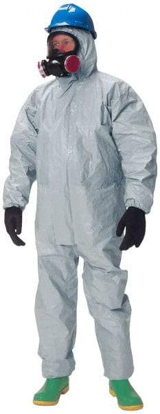 Dupont - Size 3XL Hazmat Chemical Resistant Coveralls - Gray, Zipper Closure, Elastic Cuffs, Elastic Ankles, Taped Seams - All Tool & Supply