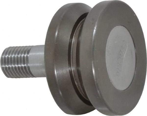 Osborn International - 1-1/2" Roller Diam x 25/32" Width, 7/16" Stud Diam x 1" Length, V Grooved Concentric Stud - Steel, 1/2" Thread Length, 7/16-20 Thread, 1-25/32" OAL, 225 Lb Dynamic Cap - All Tool & Supply