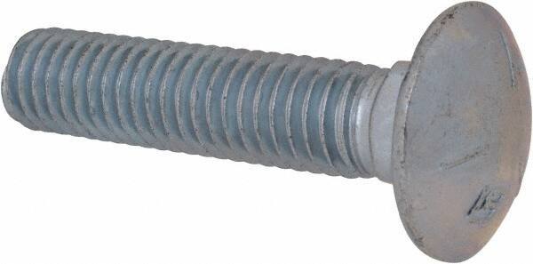 Value Collection - 7/16-14 UNC 2" Length Under Head, Standard Square Neck, Carriage Bolt - Grade 5 Steel, Zinc-Plated Finish - All Tool & Supply