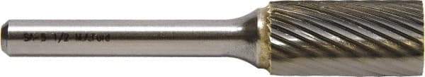 M.A. Ford - 1" Cut Diam, 1/4" Shank Diam, Cylinder Head Double Cut Burr - Carbide, Flat End, 1" LOC, 3" OAL - All Tool & Supply