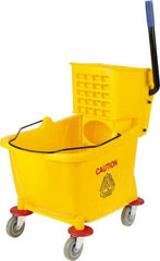 PRO-SOURCE - 31 Qt Plastic Bucket & Wringer - 22" Long x 18-1/2" High x 17" Wide, Yellow - All Tool & Supply