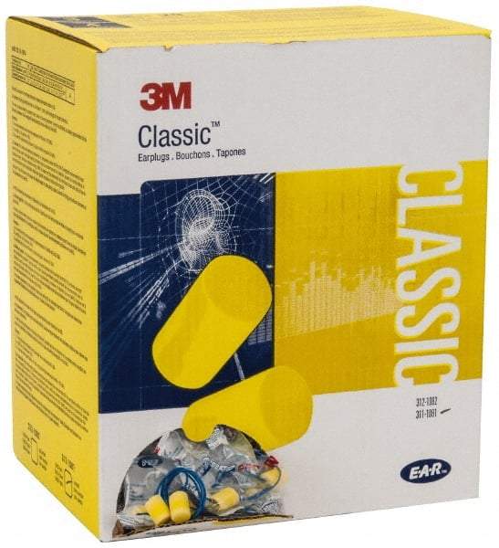 3M - Disposable, Corded, 29 dB, Barrel Earplugs - Yellow, 500 Pairs - All Tool & Supply