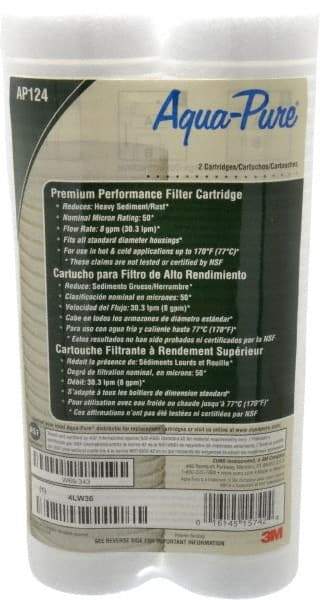 3M Aqua-Pure - 2-1/2" OD, 50µ, Cellulose Fiber Graded-Density Cartridge Filter - 9-3/4" Long, Reduces Dirt & Rust - All Tool & Supply