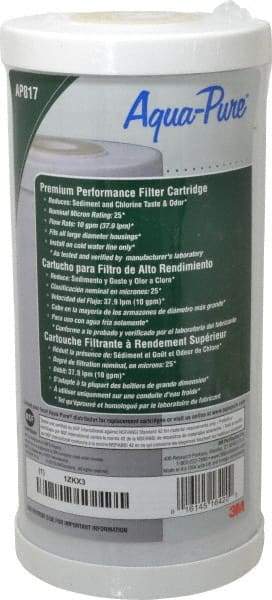 3M Aqua-Pure - 4-1/2" OD, 25µ, Large Diameter Carbon Cartridge Filter - 9-3/4" Long, Reduces Sediments, Tastes, Odors & Chlorine - All Tool & Supply