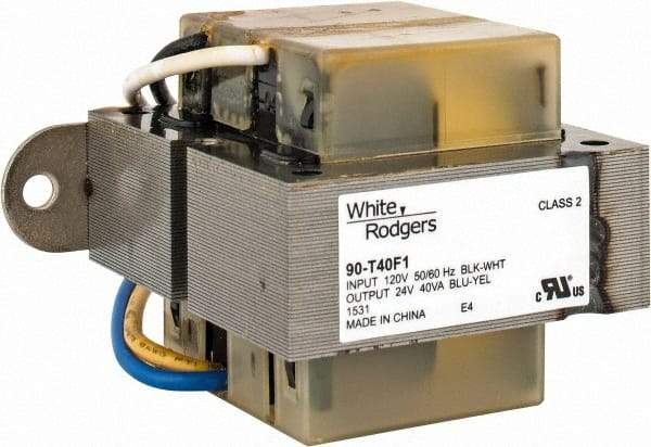 White-Rodgers - 3-1/4" Wide x 2.19" Deep x 2-3/4" High, Foot Mount HVAC Transformer - 40 Amperage Rating, 120 Primary Voltage, 24 Secondary Voltage - All Tool & Supply