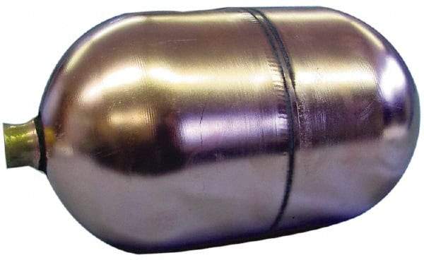 Made in USA - 6" Diam x 8" Long, Oblong, Round Spud Connection, Metal Float - 1/4" Straight Thread, Stainless Steel, 150 Max psi, 19 Gauge - All Tool & Supply