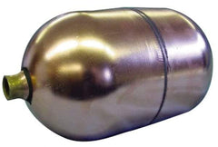 Made in USA - 6" Diam x 8" Long, Oblong, Round Spud Connection, Metal Float - 1/4" NPT Thread, Copper, 25 Max psi, 21 Gauge - All Tool & Supply