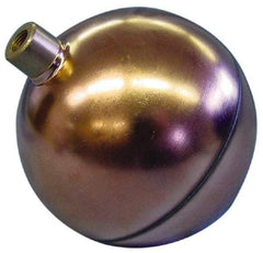 Made in USA - 4" Diam, Spherical, Round Spud Connection, Metal Float - 1/8 NPT Thread, Copper, 25 Max psi, 23 Gauge - All Tool & Supply