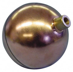 Made in USA - 12" Diam, Spherical, Round Spud Connection, Metal Float - 1/2" Straight Thread, Stainless Steel, 350 Max psi, 18 Gauge - All Tool & Supply