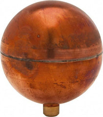 Made in USA - 3" Diam, Spherical, Round Spud Connection, Metal Float - 1/4-20 Thread, Copper, 25 Max psi, 24 Gauge - All Tool & Supply