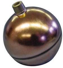 Made in USA - 3-1/2" Diam, Spherical, Round Spud Connection, Metal Float - 1/8 NPT Thread, Copper, 25 Max psi, 24 Gauge - All Tool & Supply