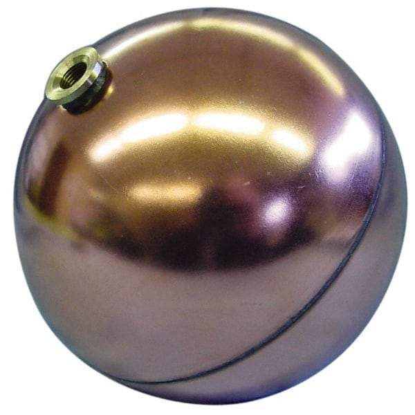 Made in USA - 6" Diam, Spherical, Hex Spud Connection, Metal Float - 3/8-16 Thread, Copper, 25 Max psi, 23 Gauge - All Tool & Supply