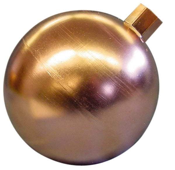 Made in USA - 9" Diam, Spherical, Round Spud Connection, Metal Float - 3/8 NPT Thread, Copper, 25 Max psi, 20 Gauge - All Tool & Supply